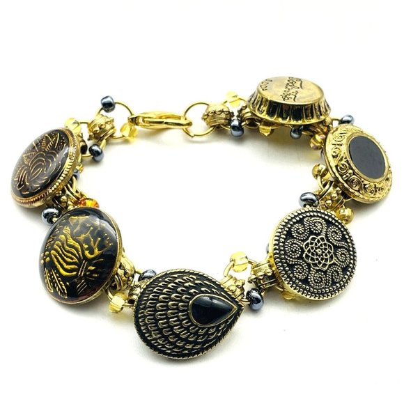Button Link Bracelet Brass Tone Classic Career Cosplay LARP - Picture 1 of 6
